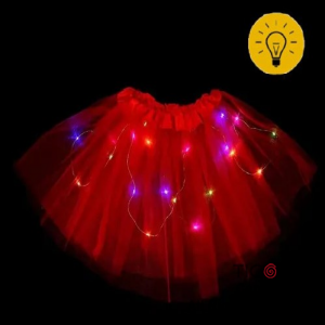POLLERA TUTU INFANTIL LUMINOSA ROJO DE 30 CM DE LARGO